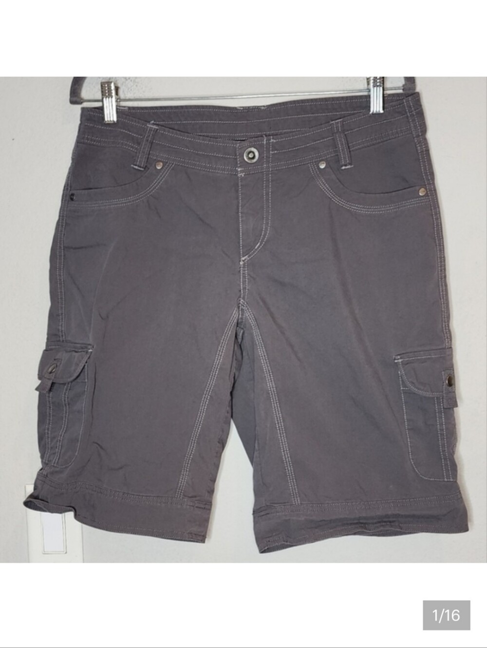 Kuhl Splash Cargo Bermuda Hiking Grey Shorts 6 Pockets Women's Size 12 - Picture 1 of 16
